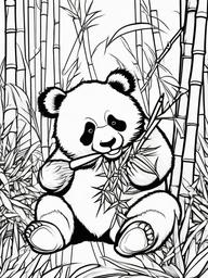 Panda Coloring Page - Bamboo Eating Bear  black outline printable coloring page