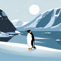 Penguin Clipart - Penguin waddling on the icy Antarctic landscape , minimal, 2d