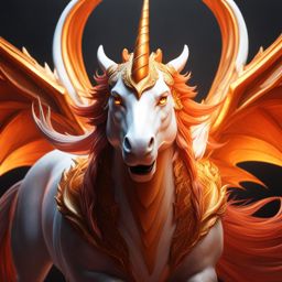 dragon unicorn, 8k resolution, fantasy concept art, dynamic lighting, hyper and intricately detailed, trending artstation, deep liquid effects color, Unreal engine, volumetric lighting, orange and white complementary colors