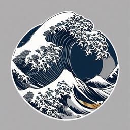 The Great Wave off Kanagawa Tattoo - Showcase the timeless beauty of Hokusai's work with a tattoo inspired by The Great Wave off Kanagawa.  simple vector color tattoo,minimal,white background