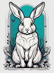 outline bunny tattoo  minimalist color tattoo, vector