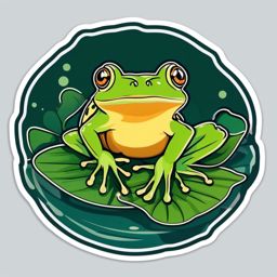 Frog Sticker - A cute frog perched on a lily pad. ,vector color sticker art,minimal