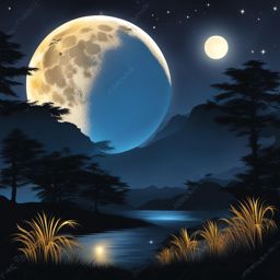 moon clipart - shining serenely in the night. 