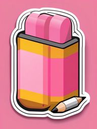 Pencil and Eraser Sticker - Pencil paired with a pink eraser, ,vector color sticker art,minimal