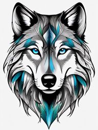 Tattoo Lone Wolf,lone wolf's portrait, inked on skin, reminding us that we are captains of our own journey. , color tattoo design, white clean background