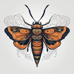 Giant Moth Tattoo - Make a bold statement with a tattoo featuring an oversized and visually striking giant moth design.  simple vector color tattoo, minimal, white background