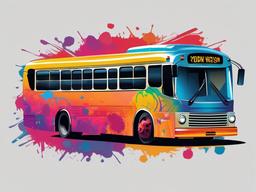 Bus clipart - bus with colorful graffiti art  color,minimalist,vector clipart