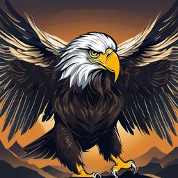 Eagle clipart - eagle with a fierce gaze and outstretched wings  