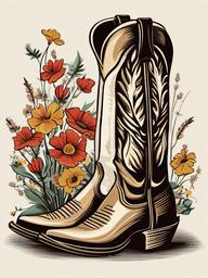 Cowboy Boot clipart - cowboy boot with wildflowers  