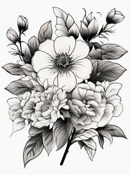 Japanese Flower Designs Tattoo - Various flower designs in traditional Japanese tattoo style.  simple color tattoo,white background,minimal