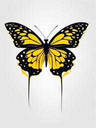 black and yellow butterfly tattoo  simple color tattoo, minimal, white background