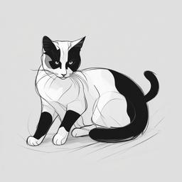 drawing of cat step by step  minimal rough scribbles,doodles,black and white