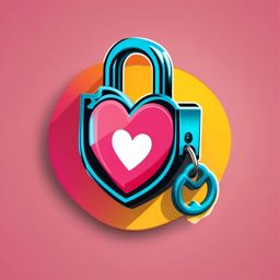 Love Lock and Key Emoji Sticker - Locking hearts together, , sticker vector art, minimalist design