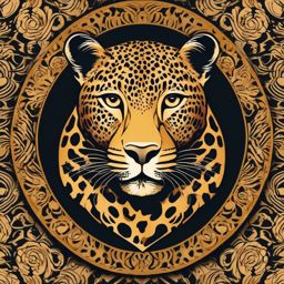 Leopard clipart - Agile big cat with striking rosette patterns, ,vector color clipart,minimal