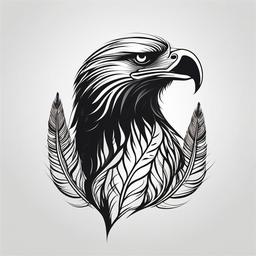 Eagle and Feather Tattoo - Eagle motif with feather.  simple vector tattoo,minimalist,white background