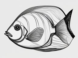 drawing of surgeonfish  minimal rough sketch scribbles,doodles,black and white