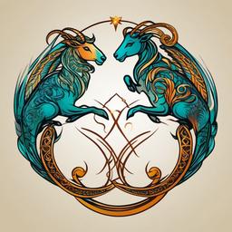 aries and pisces intertwined tattoo  simple vector color tattoo