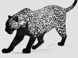 drawing of panther  minimal rough scribbles,doodles,black and white