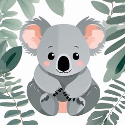 Cute Koala in a Eucalyptus Canopy  clipart, simple