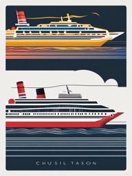 Cruise Ship Clipart - A grand cruise ship at sea.  color vector clipart, minimal style