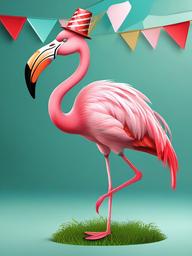 Flamingo clipart - flamingo wearing a party hat  