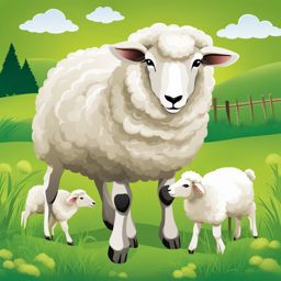 sheep clipart: fluffy sheep grazing peacefully in a green meadow. 