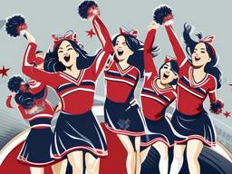 Cheer clipart - cheer team celebrating a victory  