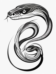 Snake Tattoo - Sleek snake coiled in the grass, symbolizing transformation  few color tattoo design, simple line art, design clean white background