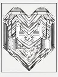 Geometric Heart Coloring Pages - Modern Hearts with Geometric Patterns  minimal black outline printable sheet, coloring page