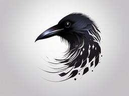 Raven Bird Tattoo - Dark and mystical raven tattoo  minimalist tattoo design, white background