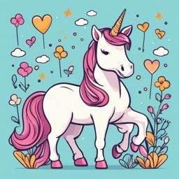 Cartoon Unicorn Clipart - Playful and charming cartoon-style unicorn illustrations for a touch of whimsy.  vector art, clipart, minimal