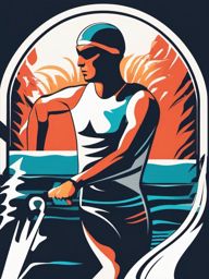 Triathlon Swimmer Clipart - A triathlete swimming with determination.  color vector clipart, minimal style