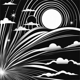 sun clipart black and white in a clear sky - radiating simplicity and warmth. 