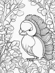 Turkey and Squirrel Coloring Pages - Playful Scene with Turkey and Squirrel Friends  minimal black outline printable sheet, coloring page