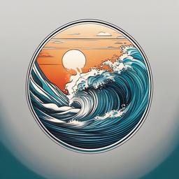 Wave Tattoo - Embrace the fluidity of nature with a captivating wave-themed tattoo.  simple vector color tattoo