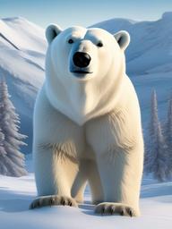 Polar Bear cartoon - large, white bear adapted to cold climates  