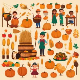 Harvest Festival Activities clipart - Engaging festival activities, ,vector color clipart,minimal