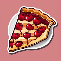 Cherry Pie Sticker - Delight in a slice of cherry pie, with a flaky crust and sweet, juicy filling, , sticker vector art, minimalist design