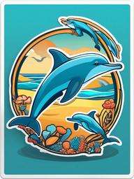 Dolphin cartoon - friendly ocean acrobat  cartoon sticker style