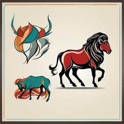 aries and leo tattoo  simple vector color tattoo