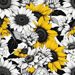 sunflower clipart black and white 