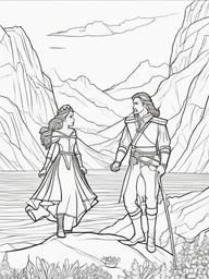 Adventure Princess Coloring Pages - Royalty Exploring New Lands  minimal black outline printable sheet, coloring page