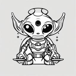 Alien Toy Story Tattoo - Pay homage to Toy Story with an alien tattoo inspired by the beloved characters.  simple color tattoo,vector style,white background