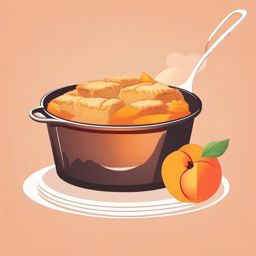 Peach Cobbler Clipart - A serving of warm and sweet peach cobbler.  color vector clipart, minimal style