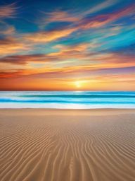 Beach Background - Sandy Beach with Clear Ocean Waters wallpaper splash art, vibrant colors, intricate patterns