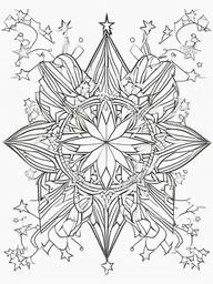 Christmas Tree Topper Coloring Pages - Star or Angel for Tree Decoration  minimal black outline printable sheet, coloring page