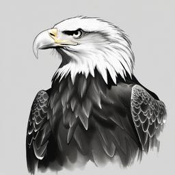 drawing of a bald eagle  minimal rough sketch scribbles,doodles,black and white