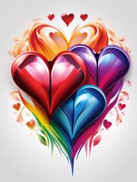 Three hearts tattoo, Trio of hearts, each representing a different facet of love's spectrum. , tattoo color art, clean white background