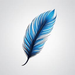 Blue Feather Tattoo - Feather design with blue coloration.  simple vector tattoo,minimalist,white background