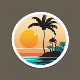 Sandy Beach and Palm Tree Emoji Sticker - Tropical bliss on a sun-kissed shore, , sticker vector art, minimalist design